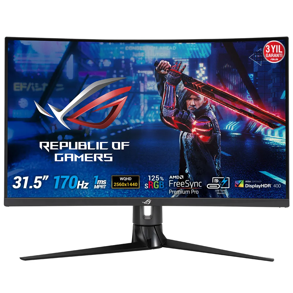 Asus ROG Strix XG32VC 32" QHD, VA -kaareva pelinäyttö, USB-C hub