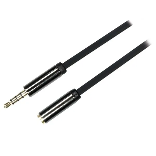 Deltaco 3.5mm – 3.5mm - audio cable, 4-pin, male/female, 1 m, Black