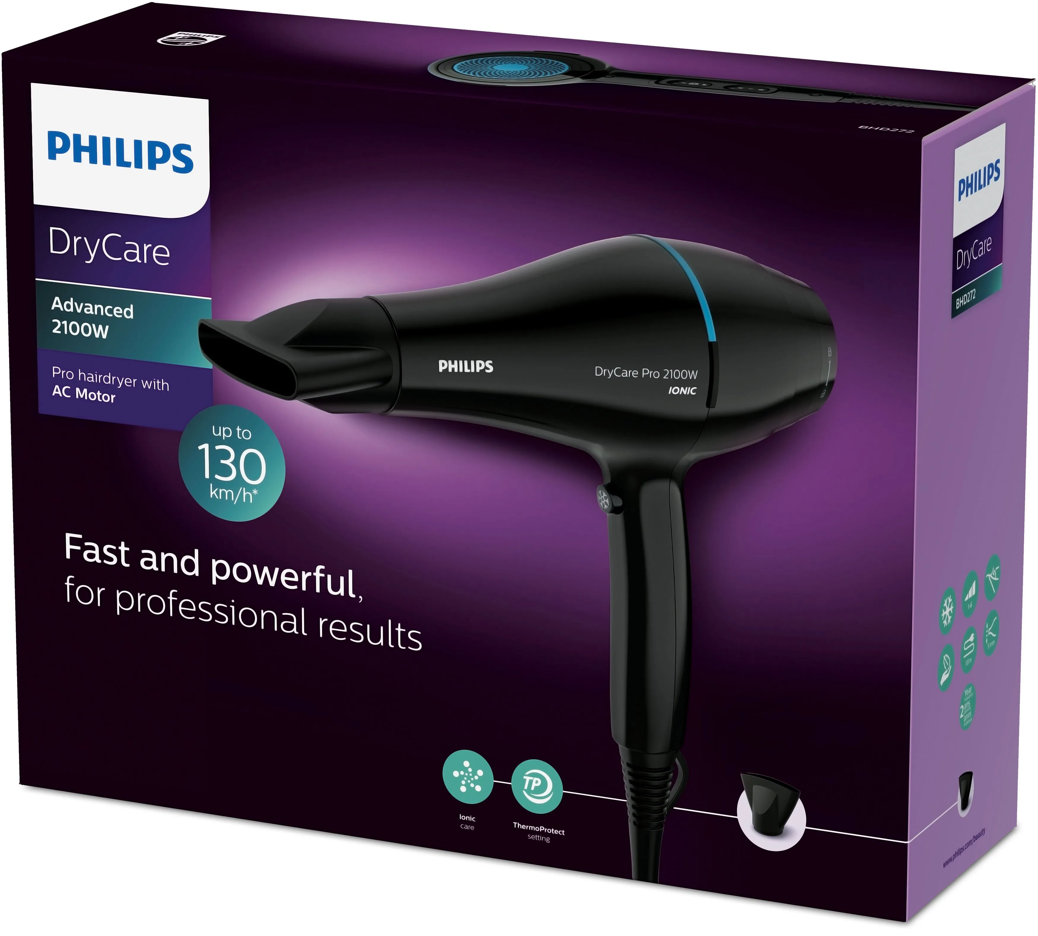 Philips DryCare Professional BHD272 - hårfön, Svart