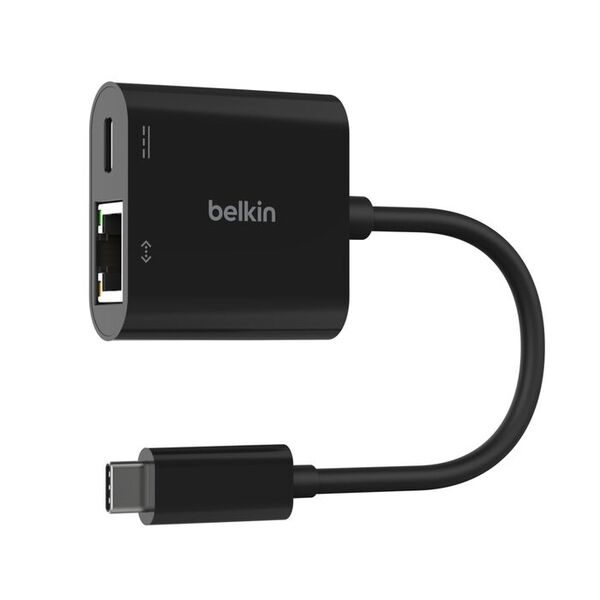 Belkin USB-C to Ethernet + Charge Adapter 100W - Network Adapter, Black