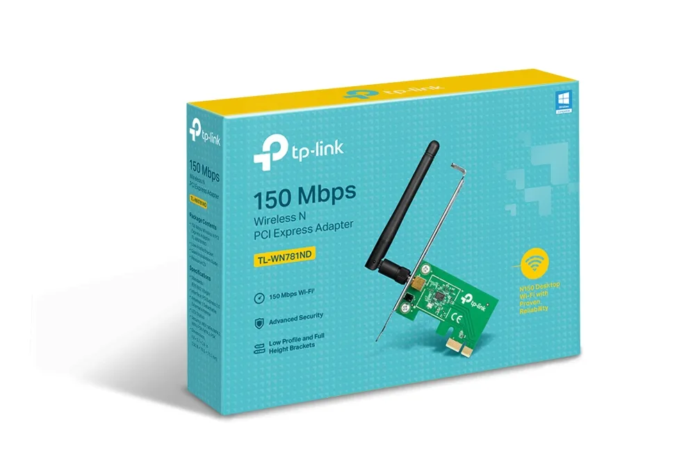 TP-Link TL-WN781ND Wireless N PCI Express Adapter, 150Mbps, PCIe, 802.11b/g/n