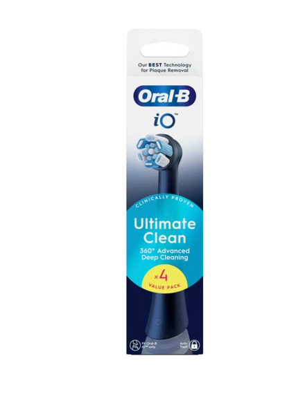 Oral-B iO Ultimate Clean 4 pcs Replacement Toothbrush Heads, Black