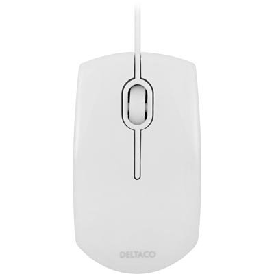 DELTACO optinen minihiiri,800 DPI, 1,5m, USB, valkoinen
