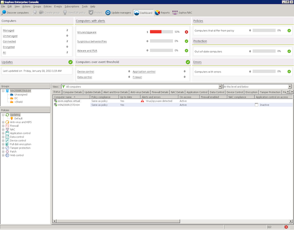 SOPHOS SERVER PROTECTION FOR WINDOWS, LINUX AND VSHIELD,5-9SERVERS,24 MONTHS,SUBSCRIPTION,COM