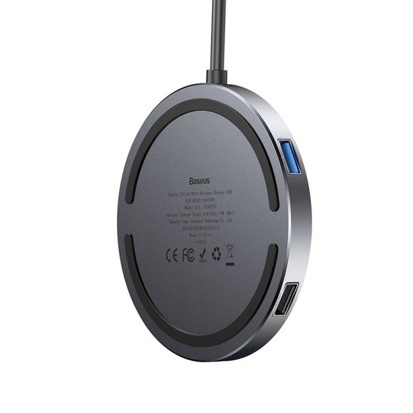 Baseus Mirror series Qi laddare och USB-C hub med 3xUSB 2.0 1xUSB 3.0 och PD