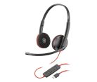 HP Poly Blackwire 3220 headset + USB-C till USB-A adapter, svart