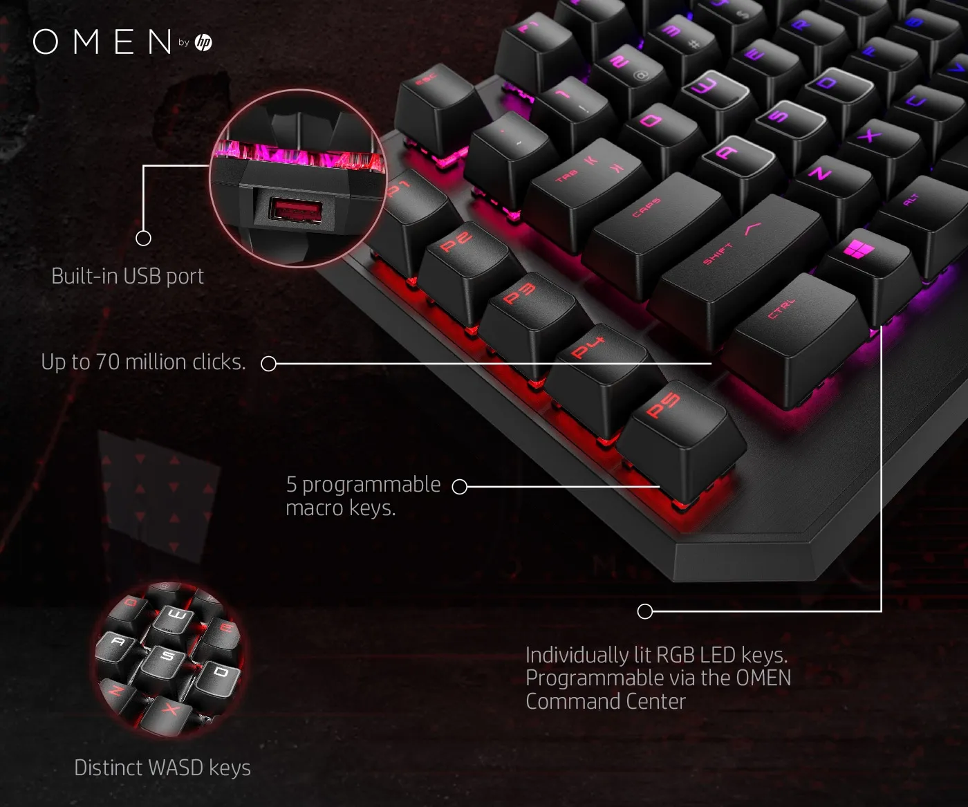 HP OMEN Sequencer mekaniskt speltangentbord, Optical-mechanical, svart