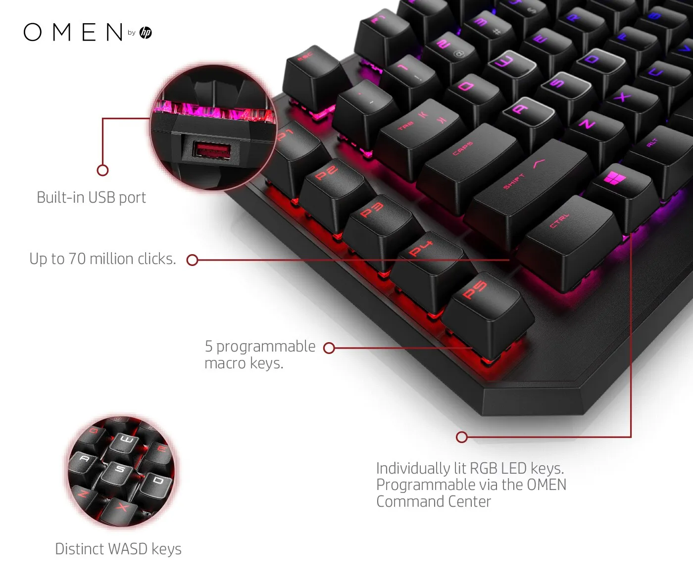 HP OMEN Sequencer mekaniskt speltangentbord, Optical-mechanical, svart