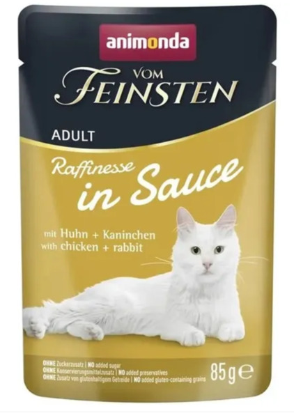 Animonda Vom Feinsten Adult Raffinesse in Sauce - Chicken &amp; Rabbit, Wet food for cats, 85g