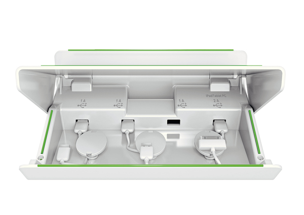 Leitz Multicharger - Latausteline - 4 l&auml;ht&ouml;liittimet (mini-USB Tyyppi A, Apple Dock, Micro-USB Type A) - valkoinen