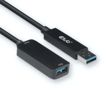 Club 3D 3.2 Gen2 USB-A, aktiivinen, uros-naaras -jatkokaapeli, Musta, 5m