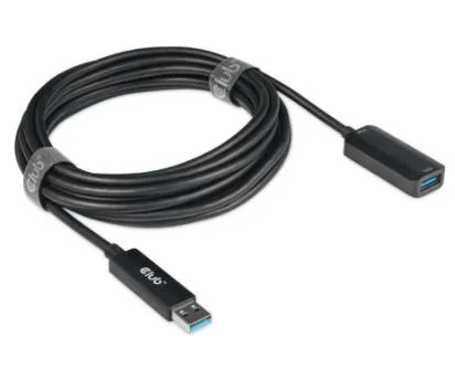 Club 3D 3.2 Gen2 USB-A, aktiivinen, uros-naaras -jatkokaapeli, Musta, 5m
