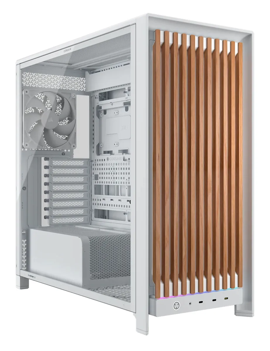 CORSAIR FRAME 5000D Wood RS Midi-Tower Case with window and RGB lighting, White, Walnut