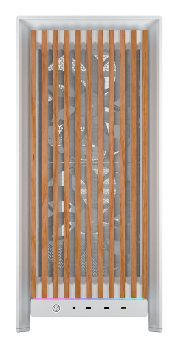 CORSAIR FRAME 5000D Wood RS Midi-Tower Case with window and RGB lighting, White, Walnut