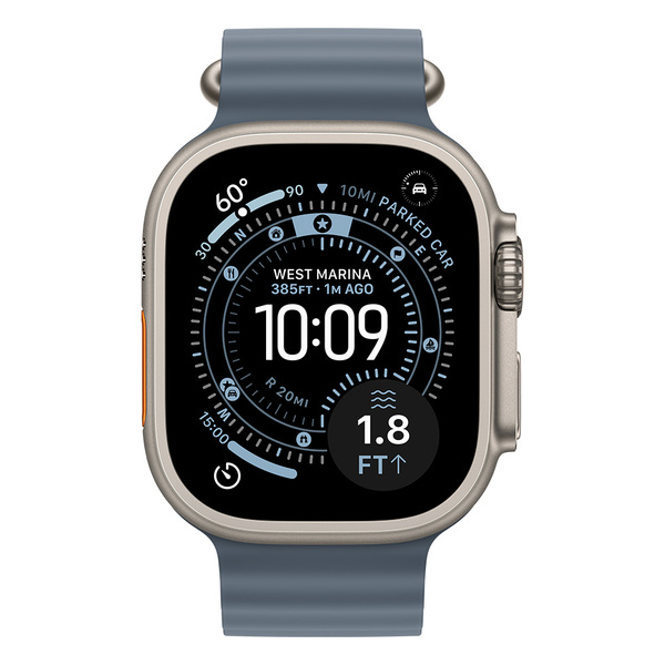 Apple Watch Ultra 3 49mm Natural Titanium Case with Anchor Blue Ocean Band
