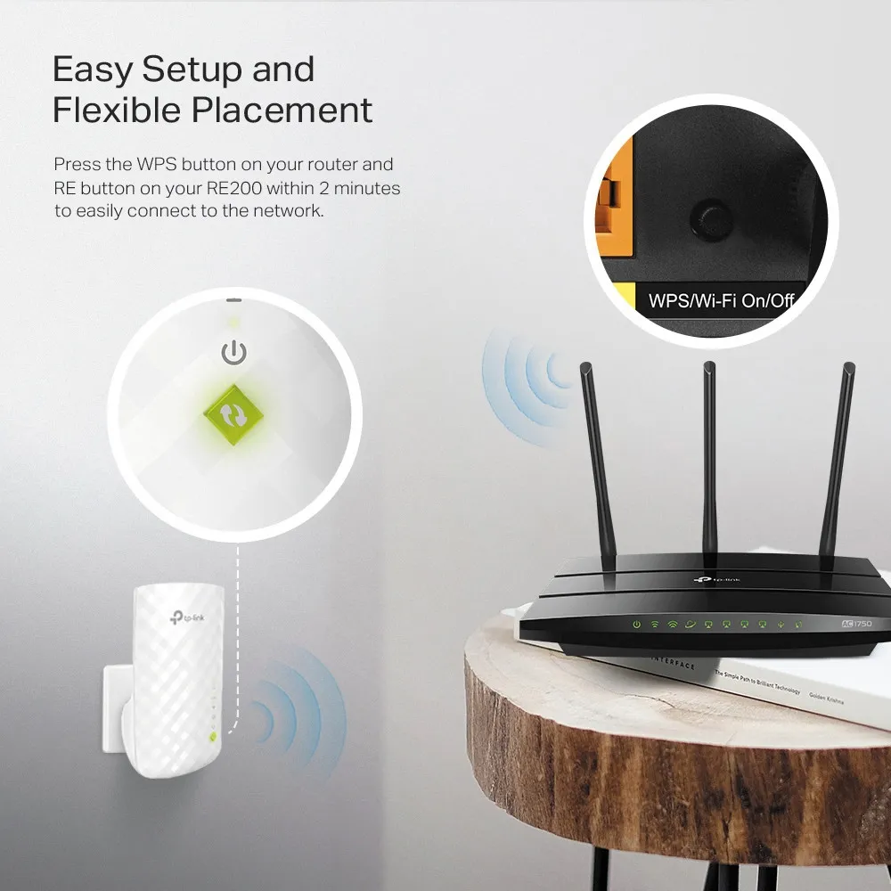 TP-Link RE200 - Wi-Fi-r&auml;ckviddsf&ouml;rl&auml;ngare, vit