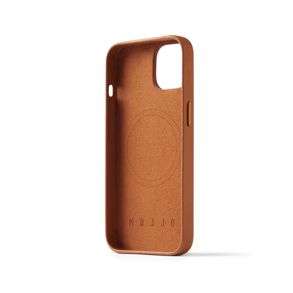 Mujjo Full Leather Case, iPhone 14, MagSafe -suojakuori, Ruskea