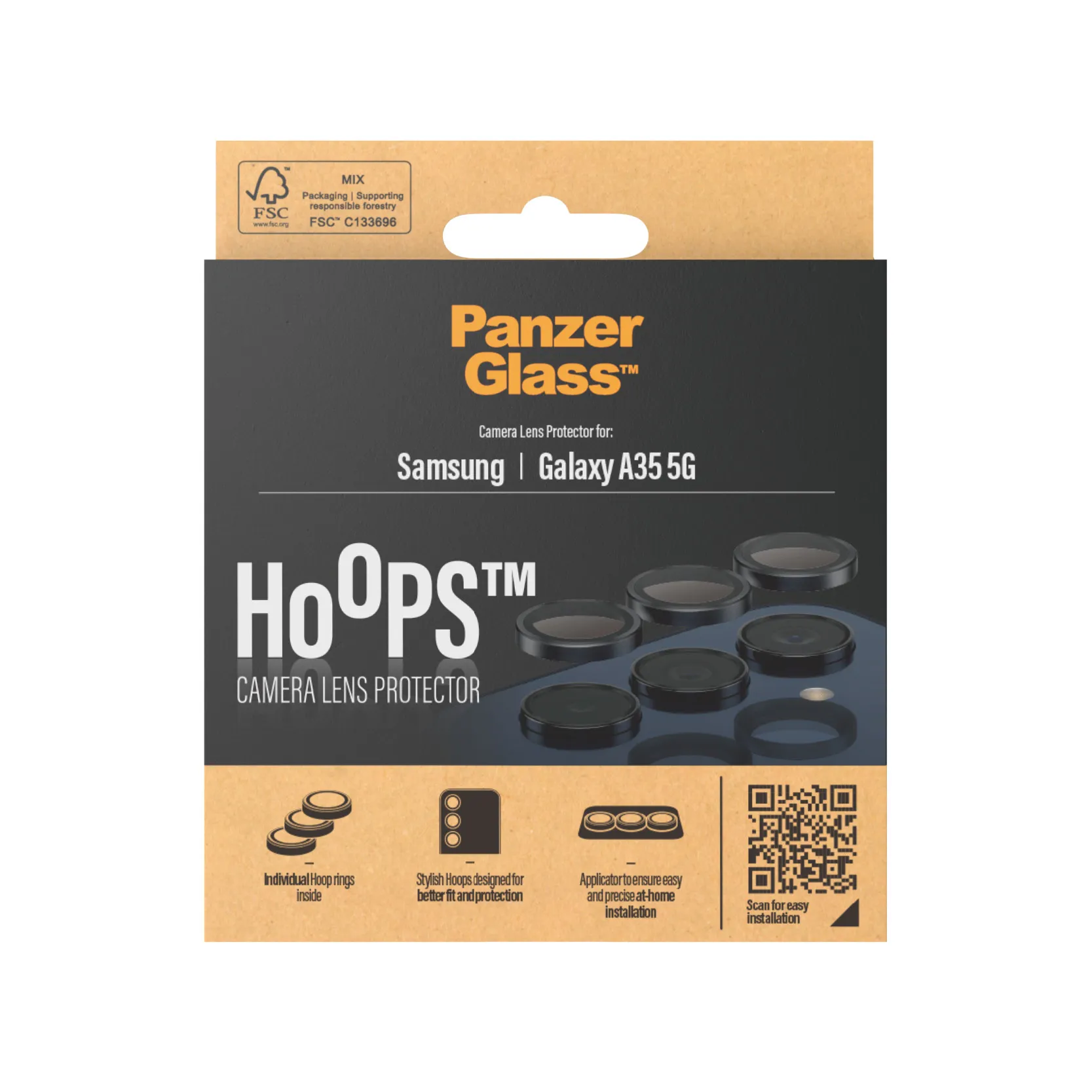 PanzerGlass Hoops Galaxy A35 5G -kameran linssinsuoja, Black