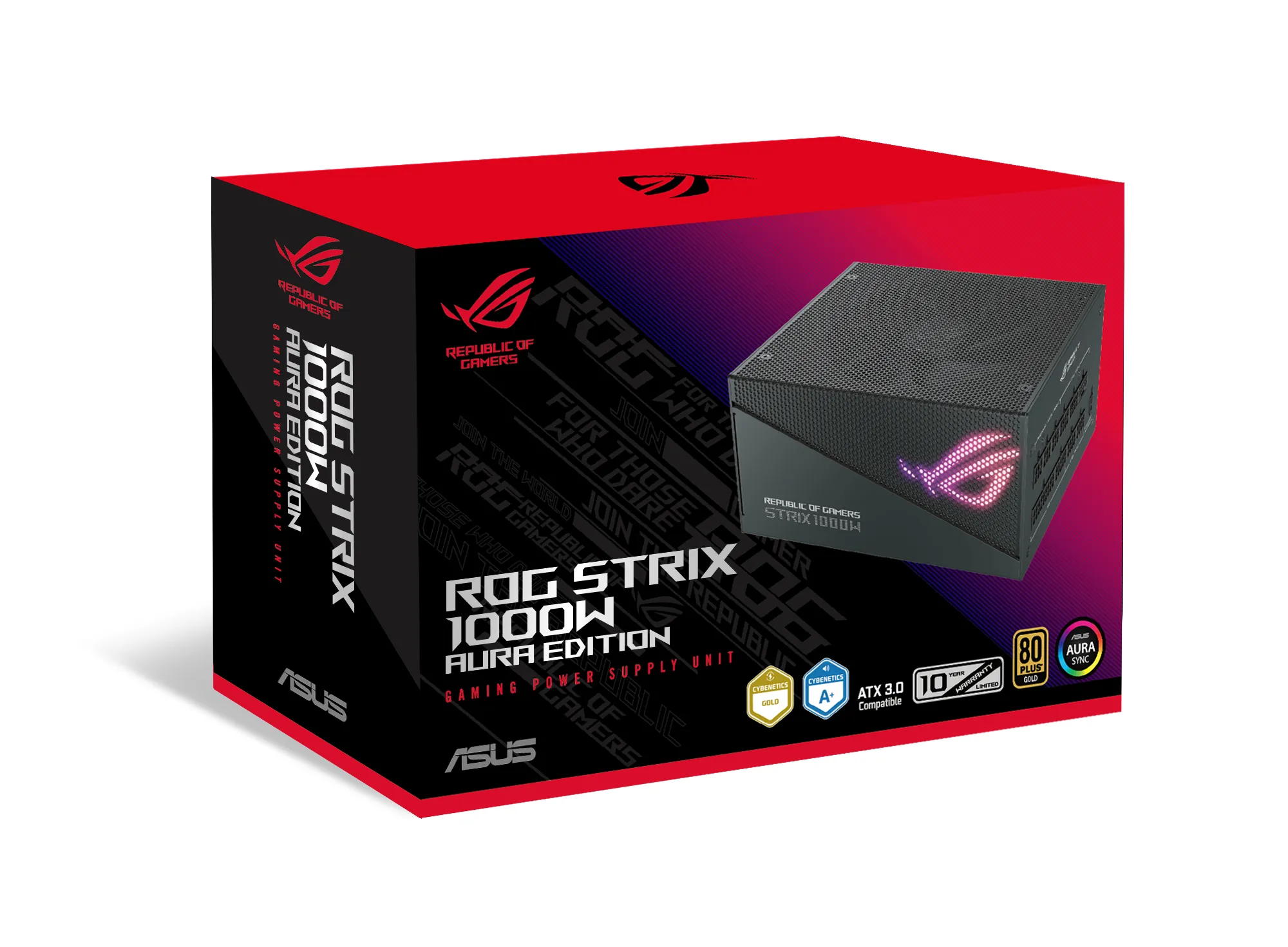 Asus ROG Strix Aura Edition 1000W -virtal&auml;hde, 80 Plus Gold