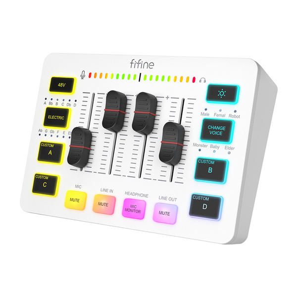 FIFINE AmpliGame SC3W Gaming Audio Mixer - White