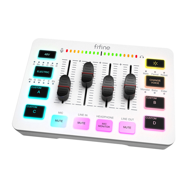FIFINE AmpliGame SC3W Gaming Audio Mixer - White
