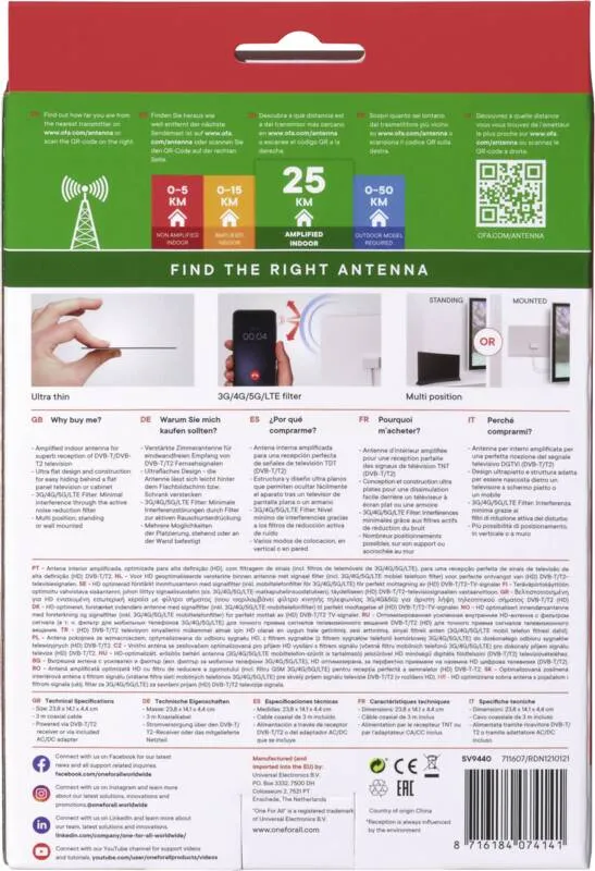 SV 9440 Ant indoor Full HD active 45dB Foil