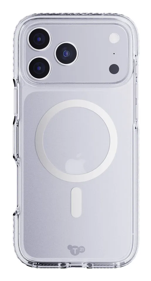 Tech21 Evo Crystal MagSafe, iPhone 17 Pro Max -suojakuori, läpinäkyvä/hopea