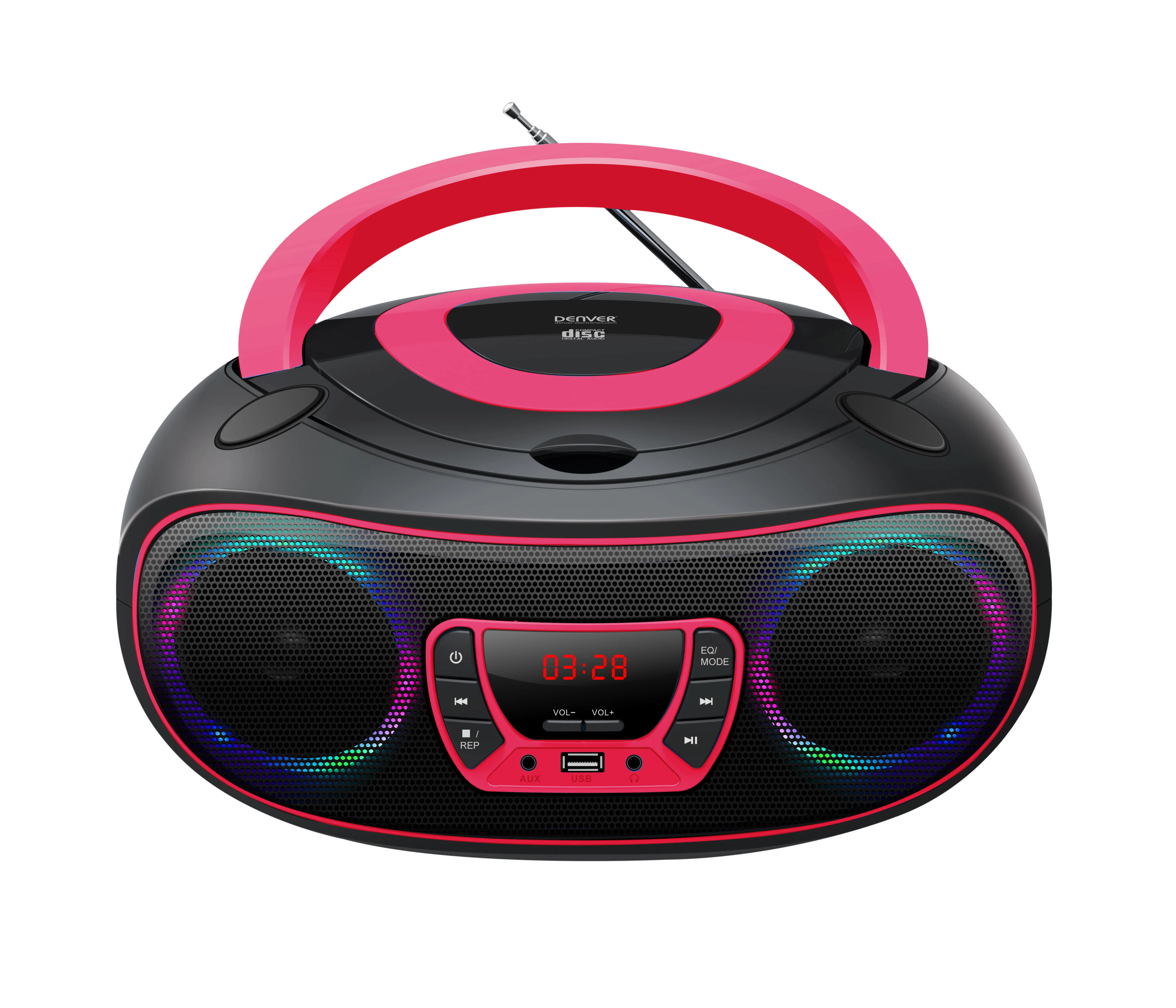 Boombox FM-Radio CD USB Bluetooth TCL-212BTP Svart/Rosa