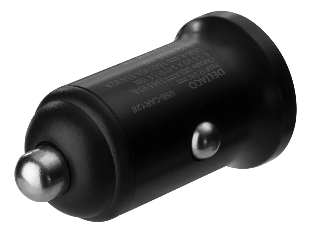 DELTACO USB car charger, 2x USB-A 18 W, fast charging, 36 W total