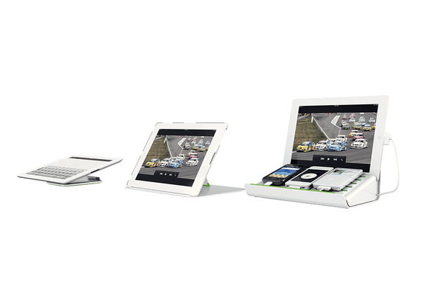 Leitz Multicharger - Latausteline - 4 l&auml;ht&ouml;liittimet (mini-USB Tyyppi A, Apple Dock, Micro-USB Type A) - valkoinen