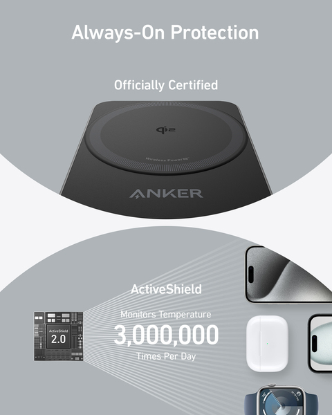 Anker MagGo Magnetic Wireless Charging Station 15W -laturi, Musta