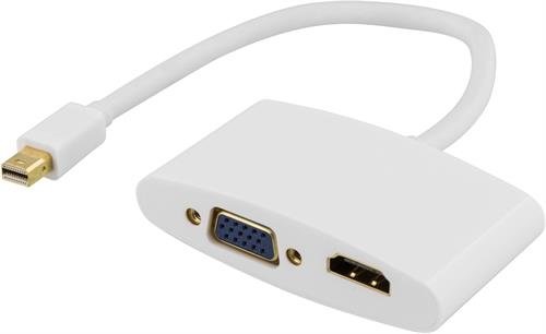 Deltaco  mini DisplayPort &ndash; HDMI +VGA - adapter, White