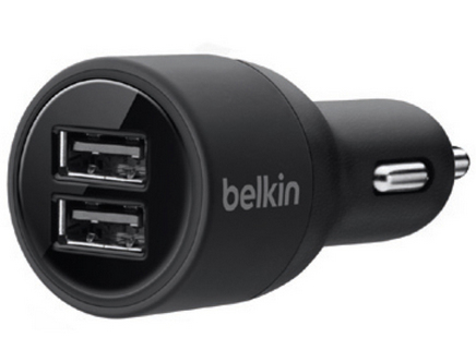 Belkin - Verkkosovitin - auto - 20 watt - 2.1 A - 2 l&auml;ht&ouml;liittimet (USB (vain virta)) - musta malleihin Apple iPad 2