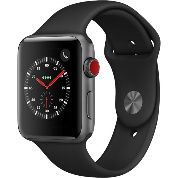Apple Watch Series 3 GPS + Cellular 42mm, Space Grey Aluminum Case with Black Sport Band