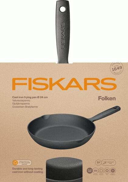 Fiskars Folken Cast Iron Frying Pan, 24 centimeters, 1.5 liters