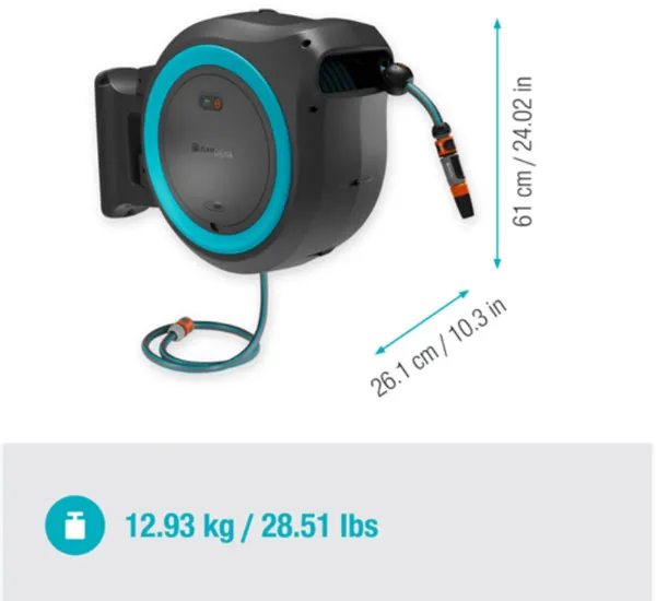 Gardena PowerRoll XXL - wall-Mounted Hose Box, 40 m Solo, turquoise