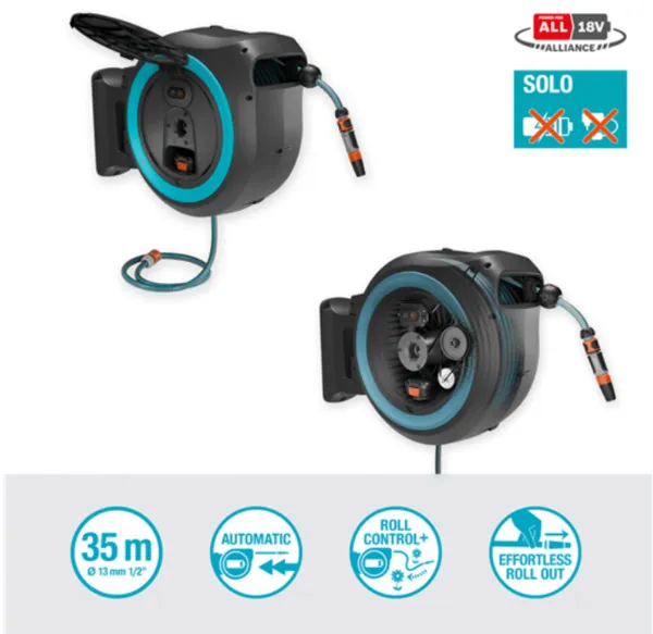 Gardena PowerRoll XXL - wall-Mounted Hose Box, 40 m Solo, turquoise