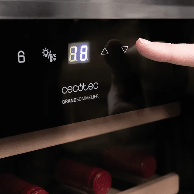 CECOTEC Bolero GrandSommelier 34030 Inox Compressor Frist&aring;ende vinkyl, 34 flaskor, Svart/Silver