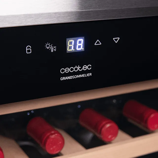 CECOTEC Bolero GrandSommelier 34030 Inox Compressor Frist&aring;ende vinkyl, 34 flaskor, Svart/Silver