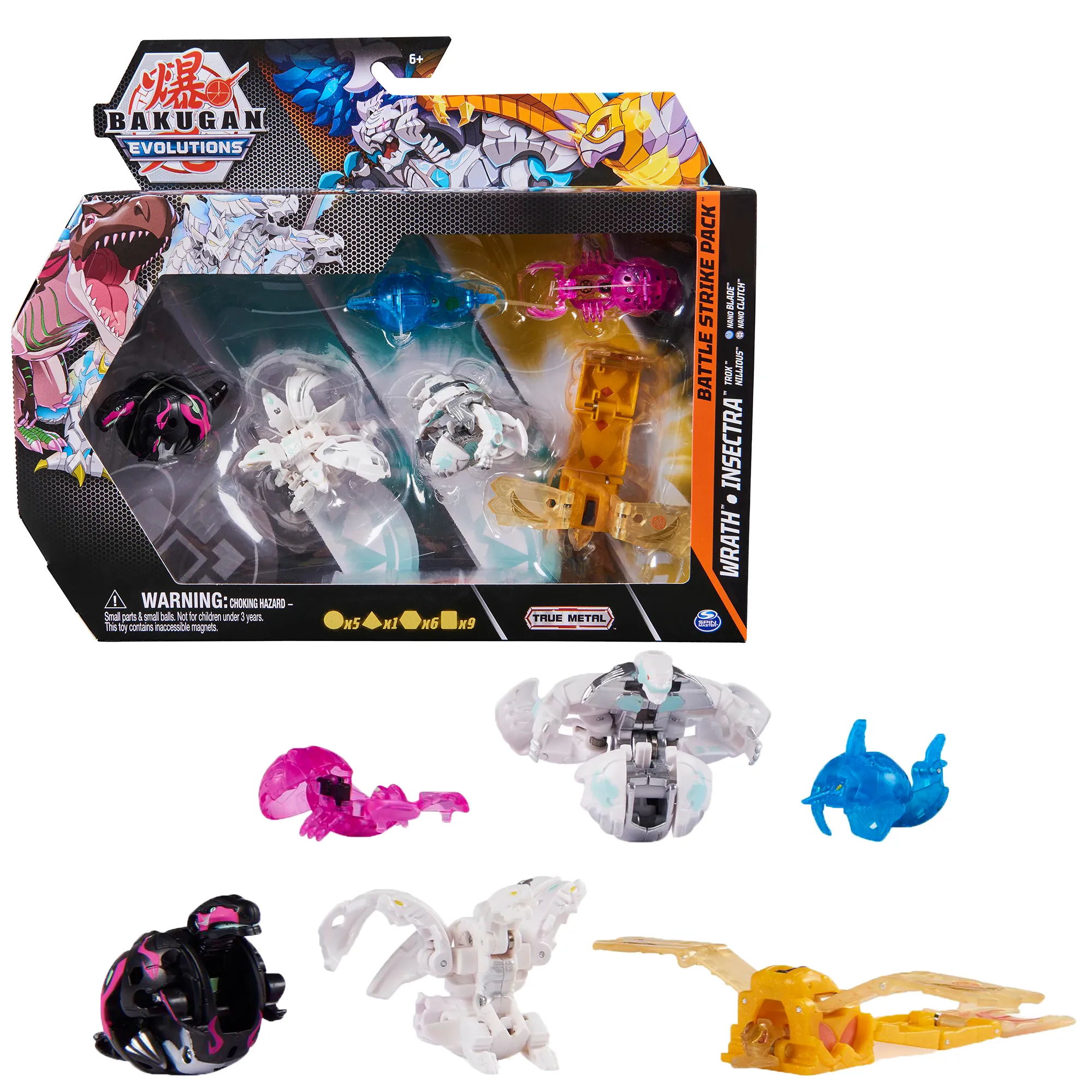 Spin Master Bakugan Evolutions Battle Strike 6 Pack Skill Game (Includes 3 Bakugan Balls, 2 Nanogan and 1 Geogan)