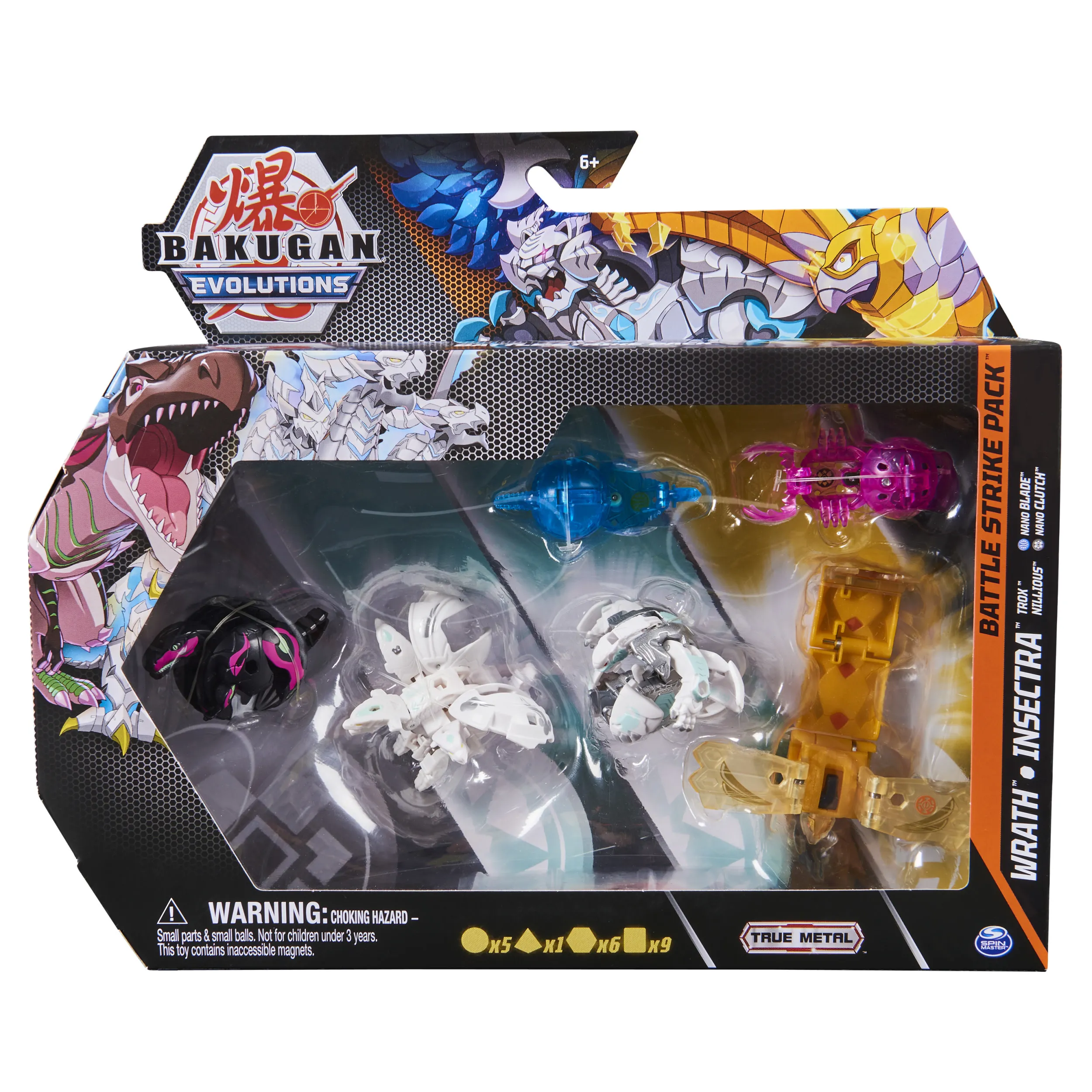 Spin Master Bakugan Evolutions Battle Strike 6 Pack Skill Game (Includes 3 Bakugan Balls, 2 Nanogan and 1 Geogan)