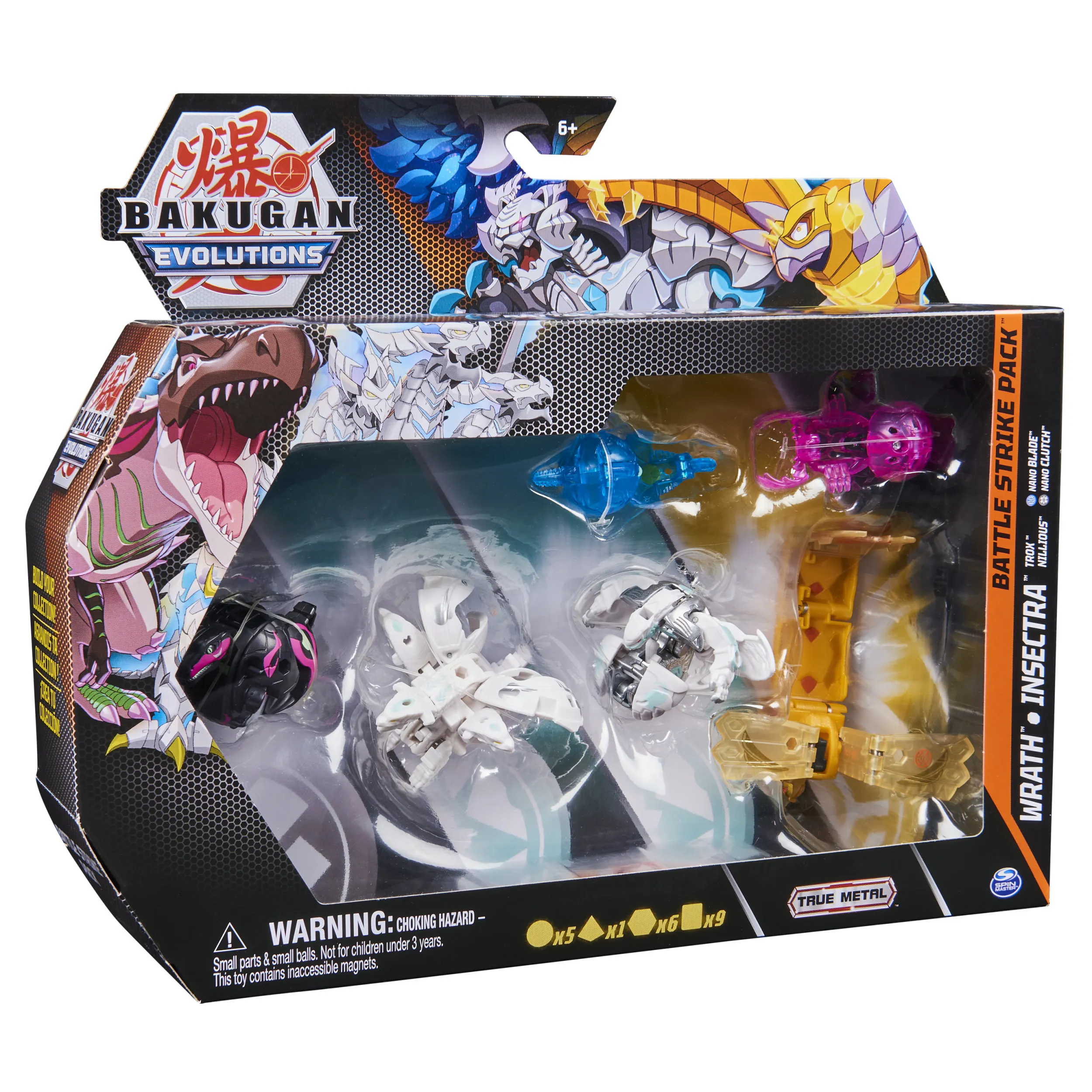 Spin Master Bakugan Evolutions Battle Strike 6 Pack Skill Game (Includes 3 Bakugan Balls, 2 Nanogan and 1 Geogan)