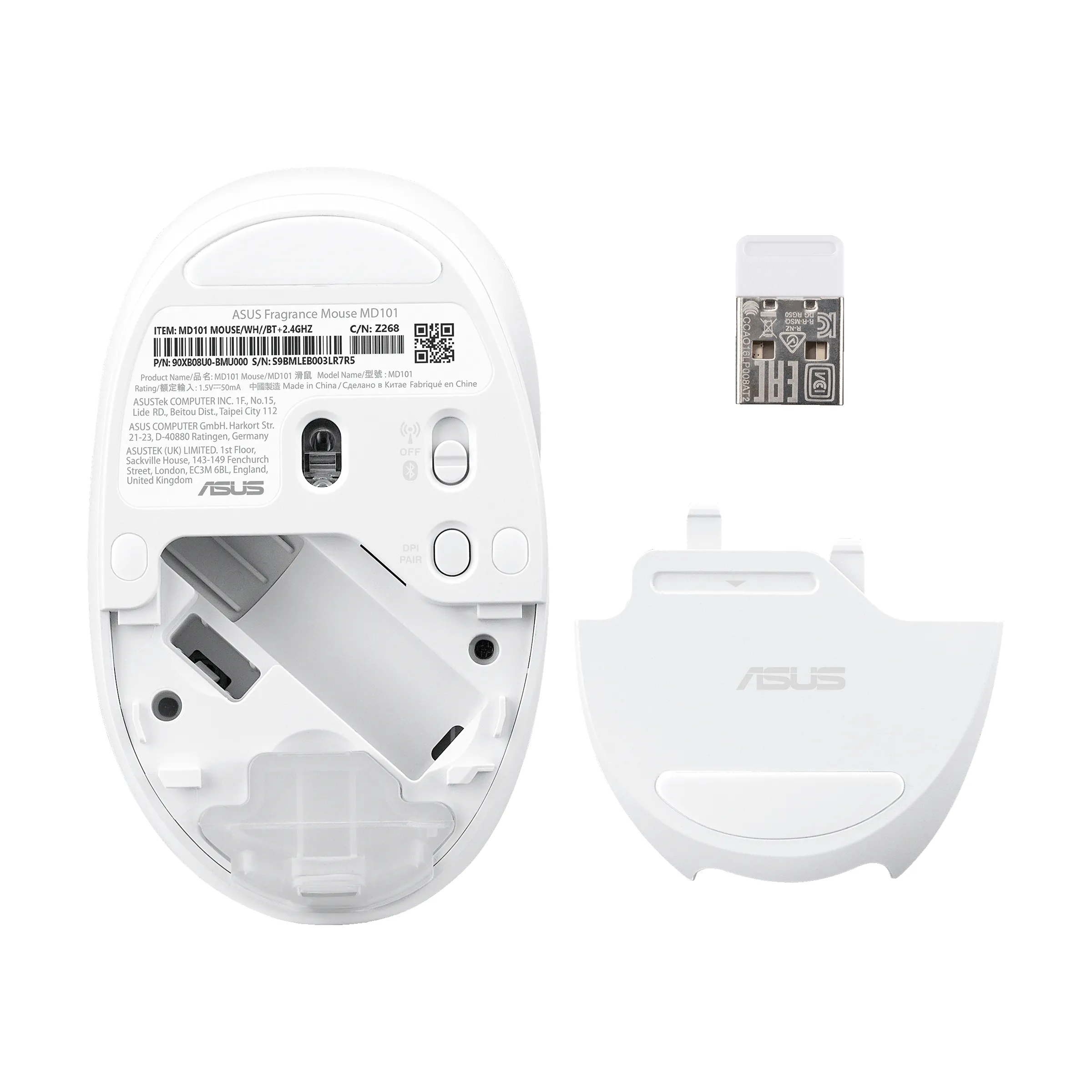 ASUS Fragrance Mouse MD101 Wireless Mouse, White