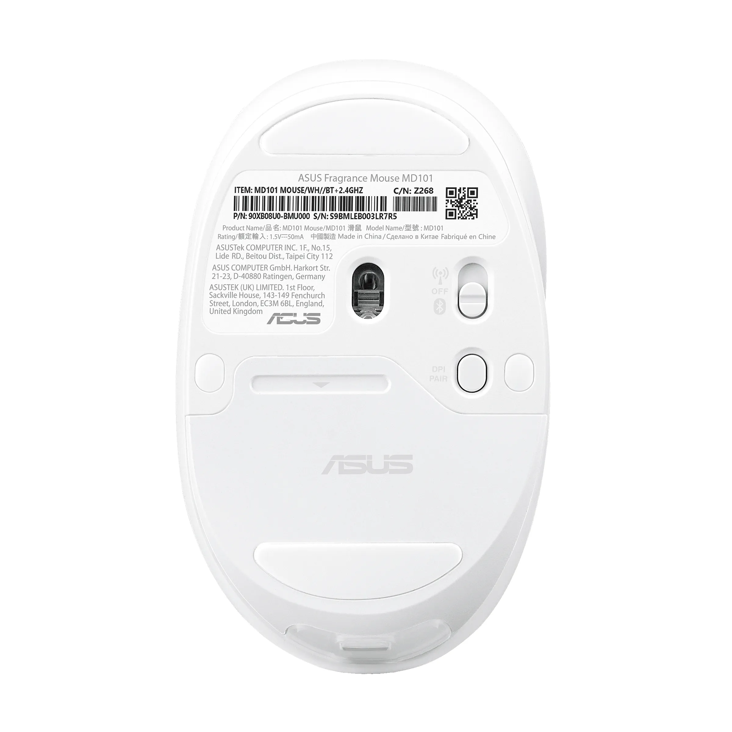 ASUS Fragrance Mouse MD101 tr&aring;dl&ouml;s mus, vit