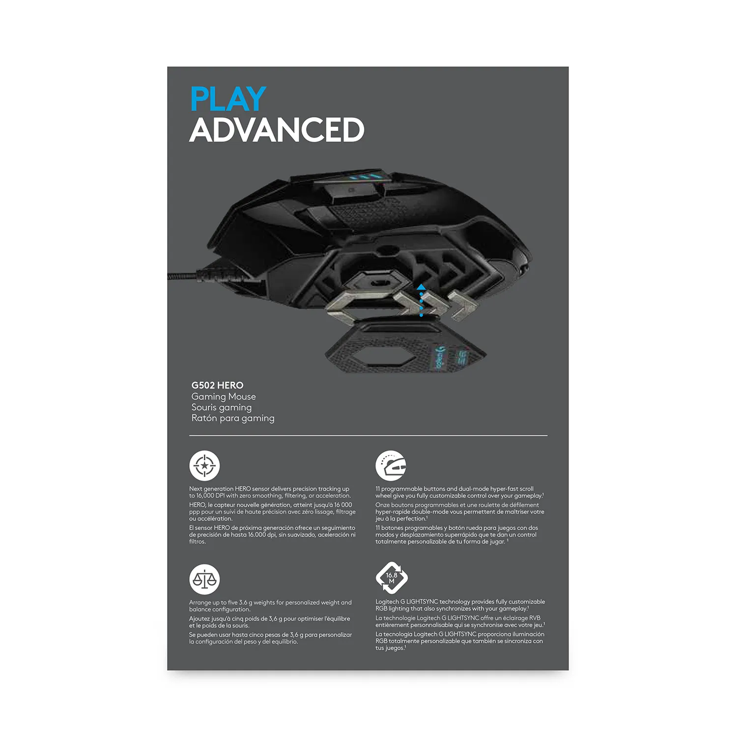 Logitech G502 HERO - gaming mouse, black