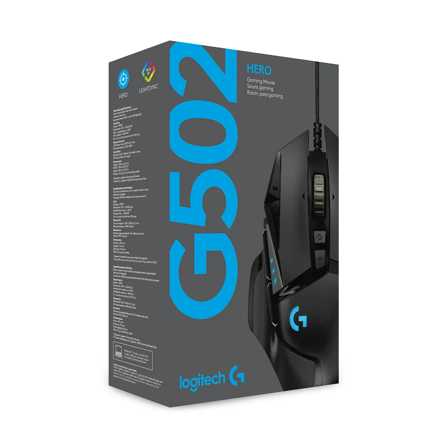 Logitech G502 HERO - gaming mouse, black