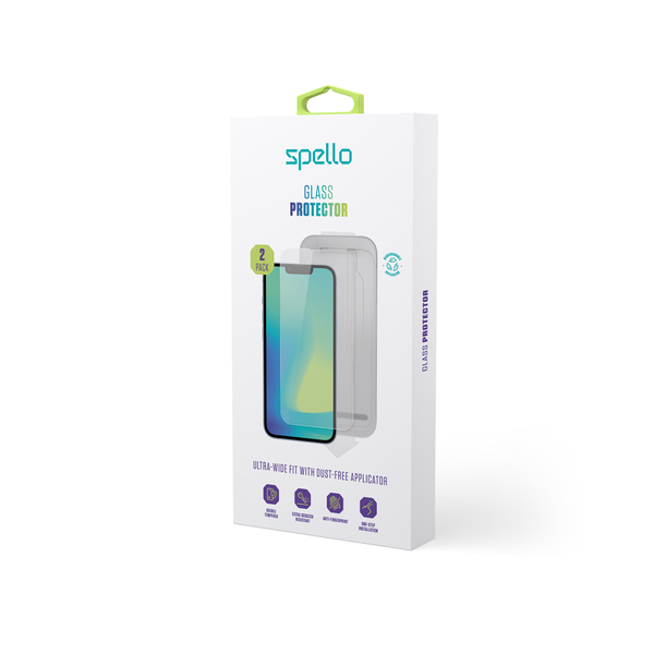 Spello Glass Protector for iPhone 13/13 Pro/14/16e - 2pcs with dust-free applicator