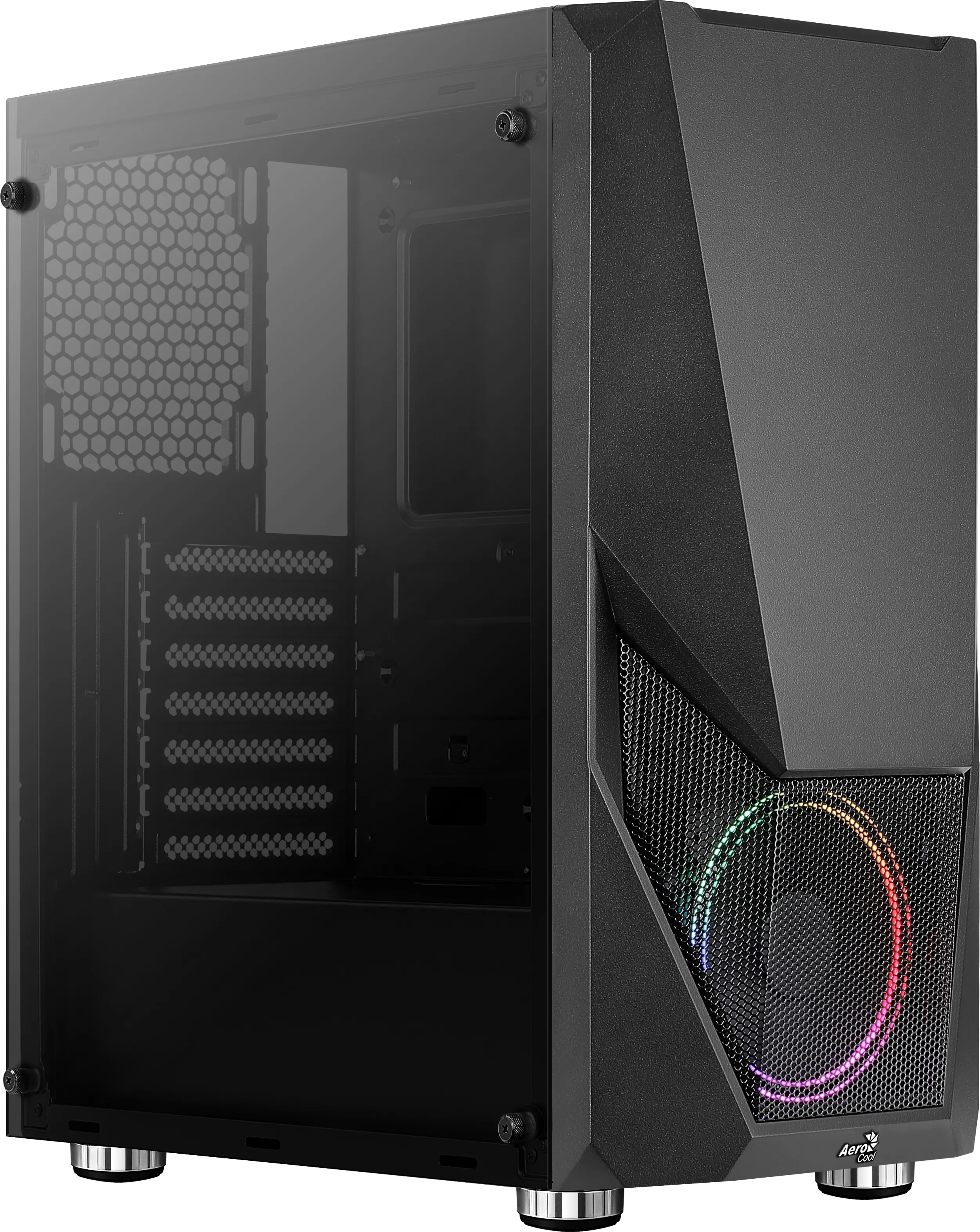 AeroCool Zauron midi-tower chassi med f&ouml;nster, med RGB-belysning, svart