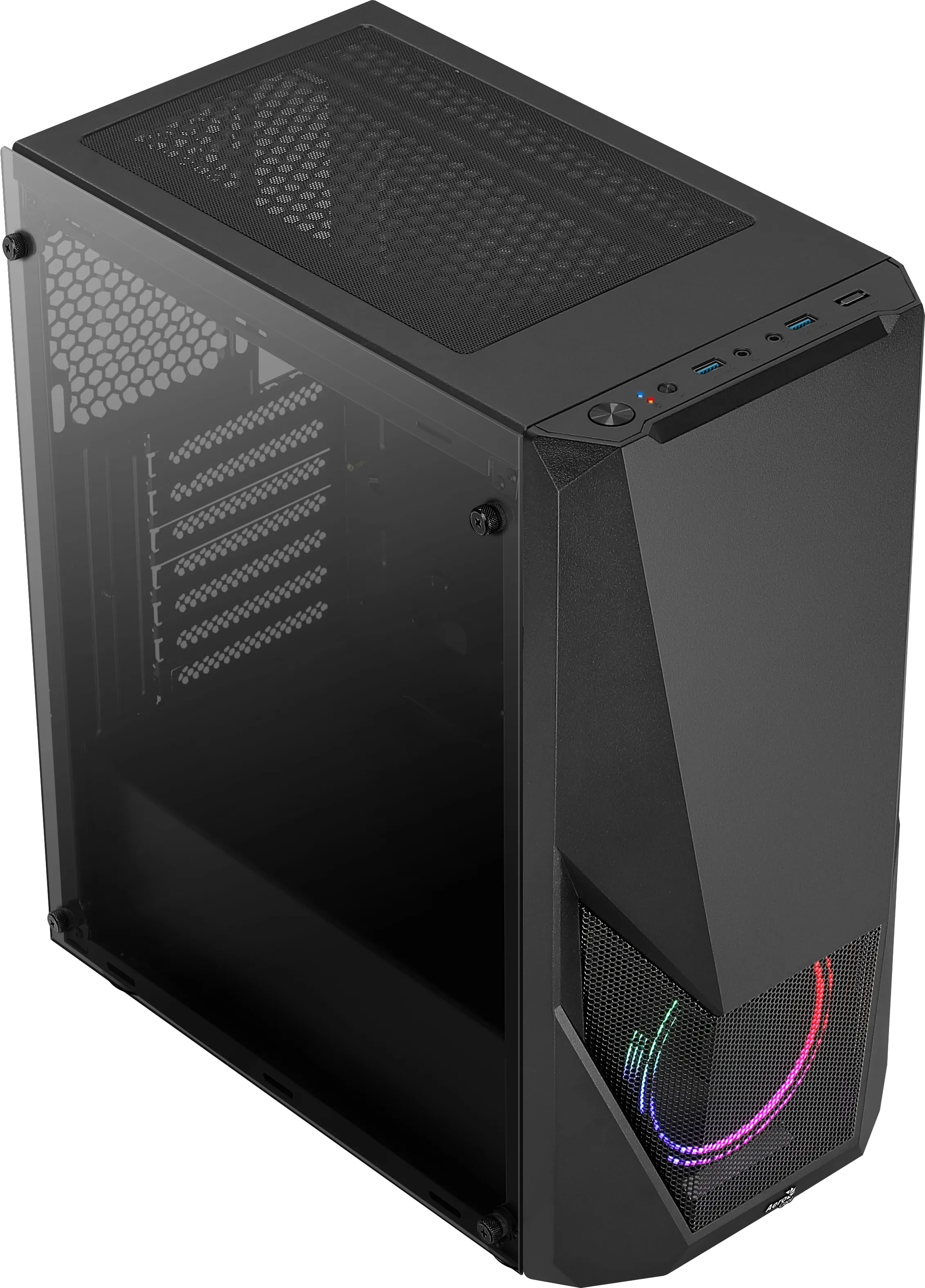 AeroCool Zauron midi-tower chassi med f&ouml;nster, med RGB-belysning, svart