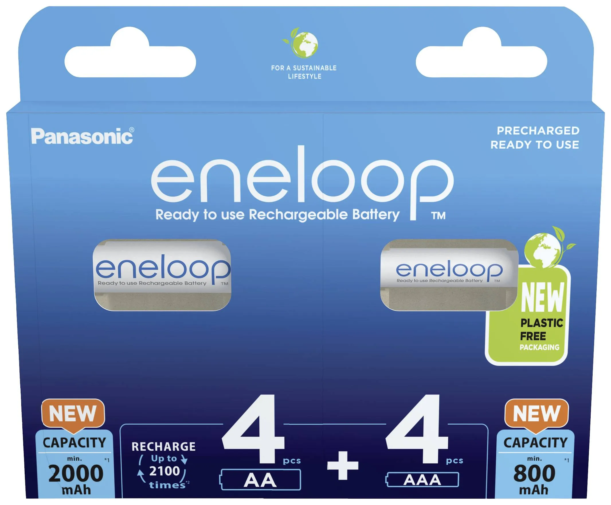 Panasonic Eneloop akku 8kpl/pkt. AA 2000mAh x4 ja AAA800mAh x4
